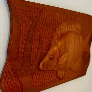 Vintage Hand-Carved Wooden Fish Wall Art
Signed Folk Plaque